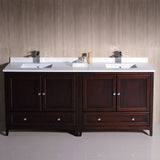 Fresca FCB20-3636MH-CWH-U Oxford 72" Mahogany Traditional Double Sink Bathroom Cabinets with Top & Sinks