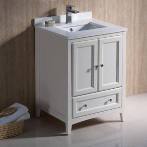 Fresca FCB2024AW-CWH-U Oxford 24" Antique White Traditional Bathroom Cabinet with Top & Sinks