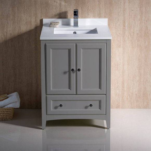 Fresca FCB2024GR-CWH-U Oxford 24" Gray Traditional Bathroom Cabinet with Top & Sinks