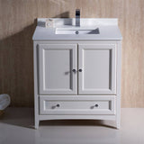 Fresca FCB2030AW-CWH-U Oxford 30" Antique White Traditional Bathroom Cabinet with Top & Sink