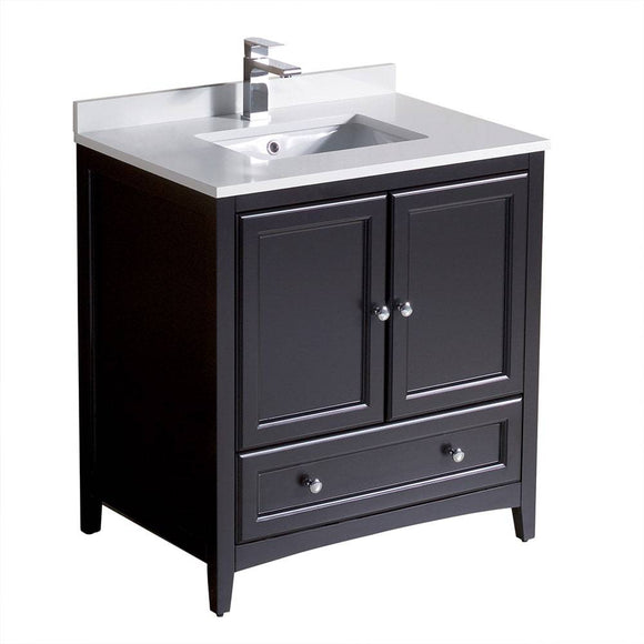 Fresca FCB2030ES-CWH-U Oxford 30" Espresso Traditional Bathroom Cabinet with Top & Sink
