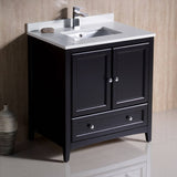 Fresca FCB2030ES-CWH-U Oxford 30" Espresso Traditional Bathroom Cabinet with Top & Sink
