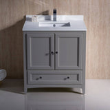 Fresca FCB2030GR-CWH-U Oxford 30" Gray Traditional Bathroom Cabinet with Top & Sink