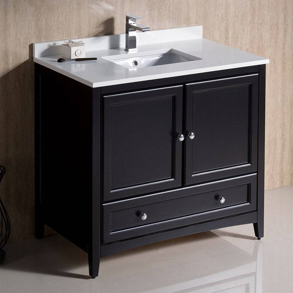 Fresca FCB2036ES-CWH-U Oxford 36" Espresso Traditional Bathroom Cabinet with Top & Sink