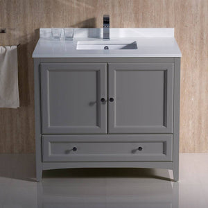 Fresca FCB2036GR-CWH-U Oxford 36" Gray Traditional Bathroom Cabinet with Top & Sink