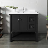 Fresca FCB2336BL-CWH-U Manchester 36" Black Traditional Bathroom Cabinet with Top & Sink