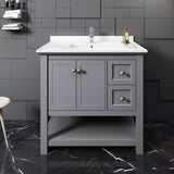 Fresca FCB2336GR-CWH-U Manchester 36" Gray Traditional Bathroom Cabinet with Top & Sink
