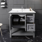 Fresca FCB2336GR-CWH-U Manchester 36" Gray Traditional Bathroom Cabinet with Top & Sink