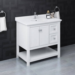 Fresca FCB2336WH-CWH-U Manchester 36" White Traditional Bathroom Cabinet with Top & Sink