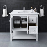Fresca FCB2336WH-CWH-U Manchester 36" White Traditional Bathroom Cabinet with Top & Sink