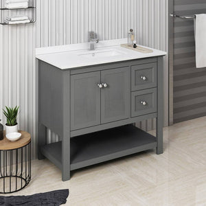 Fresca FCB2340VG-CWH-U Manchester Regal 42" Gray Wood Veneer Traditional Bathroom Cabinet with Top & Sink