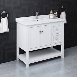 Fresca FCB2340WH-CWH-U Manchester 42" White Traditional Bathroom Cabinet with Top & Sink