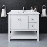 Fresca FCB2340WH-CWH-U Manchester 42" White Traditional Bathroom Cabinet with Top & Sink