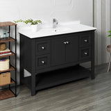 Fresca FCB2348BL-CWH-U Manchester 48" Black Traditional Bathroom Cabinet with Top & Sink