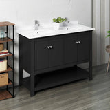 Fresca FCB2348BL-D-CWH-U Manchester 48" Black Traditional Double Sink Bathroom Cabinet with Top & Sinks