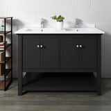 Fresca FCB2348BL-D-CWH-U Manchester 48" Black Traditional Double Sink Bathroom Cabinet with Top & Sinks