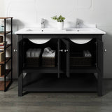 Fresca FCB2348BL-D-CWH-U Manchester 48" Black Traditional Double Sink Bathroom Cabinet with Top & Sinks