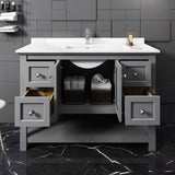 Fresca FCB2348GR-CWH-U Manchester 48" Gray Traditional Bathroom Cabinet with Top & Sink