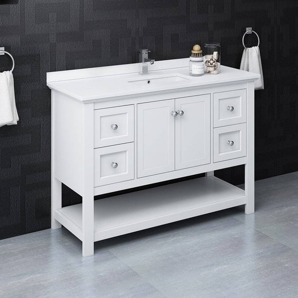 Fresca FCB2348WH-CWH-U Manchester 48" White Traditional Bathroom Cabinet with Top & Sink