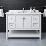 Fresca FCB2348WH-CWH-U Manchester 48" White Traditional Bathroom Cabinet with Top & Sink