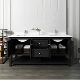 Fresca FCB2372BL-D-CWH-U Manchester 72" Black Traditional Double Sink Bathroom Cabinet with Top & Sinks