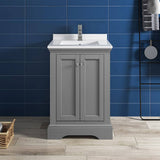 Fresca FCB2424GRV-CWH-U Windsor 24" Gray Textured Traditional Bathroom Cabinet with Top & Sink