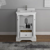 Fresca FCB2424WHM-CWH-U Windsor 24" Matte White Traditional Bathroom Cabinet with Top & Sink