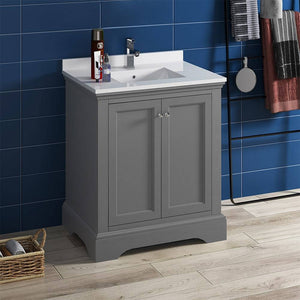 Fresca FCB2430GRV-CWH-U Windsor 30" Gray Textured Traditional Bathroom Cabinet with Top & Sink