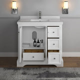 Fresca FCB2436WHM-CWH-U Windsor 36" Matte White Traditional Bathroom Cabinet with Top & Sink