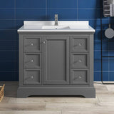 Fresca FCB2440GRV-CWH-U Windsor 40" Gray Textured Traditional Bathroom Cabinet with Top & Sink