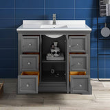 Fresca FCB2440GRV-CWH-U Windsor 40" Gray Textured Traditional Bathroom Cabinet with Top & Sink