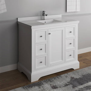 Fresca FCB2440WHM-CWH-U Windsor 40" Matte White Traditional Bathroom Cabinet with Top & Sink