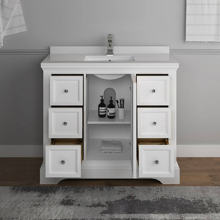 Fresca FCB2440WHM-CWH-U Windsor 40" Matte White Traditional Bathroom Cabinet with Top & Sink