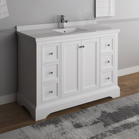 Fresca FCB2448WHM-CWH-U Windsor 48" Matte White Traditional Bathroom Cabinet with Top & Sink
