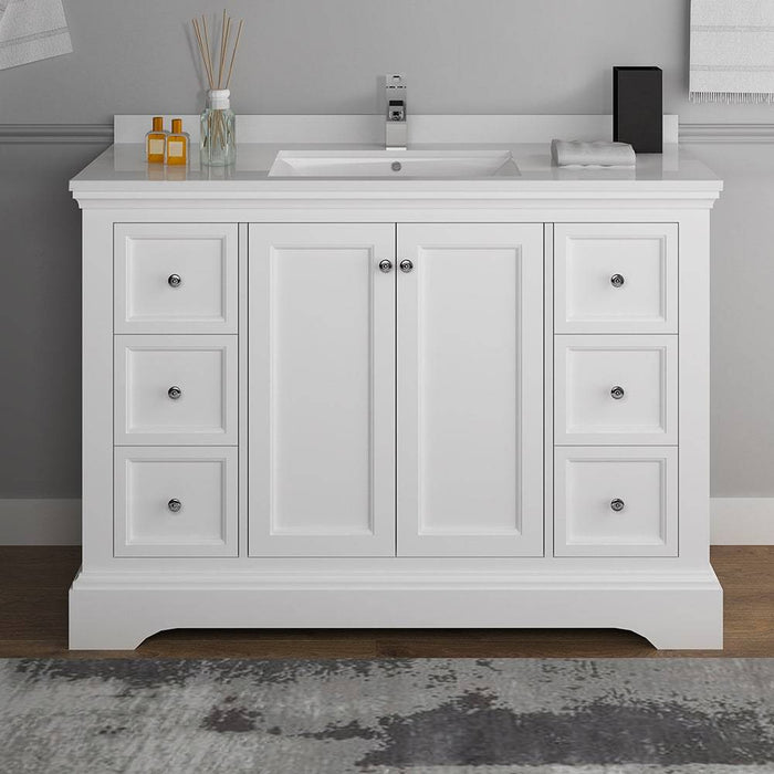 Fresca FCB2448WHM-CWH-U Windsor 48" Matte White Traditional Bathroom Cabinet with Top & Sink