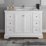 Fresca FCB2448WHM-CWH-U Windsor 48" Matte White Traditional Bathroom Cabinet with Top & Sink