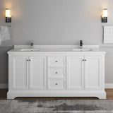Fresca FCB2472WHM-CWH-U Windsor 72" Matte White Traditional Double Sink Bathroom Cabinet with Top & Sinks