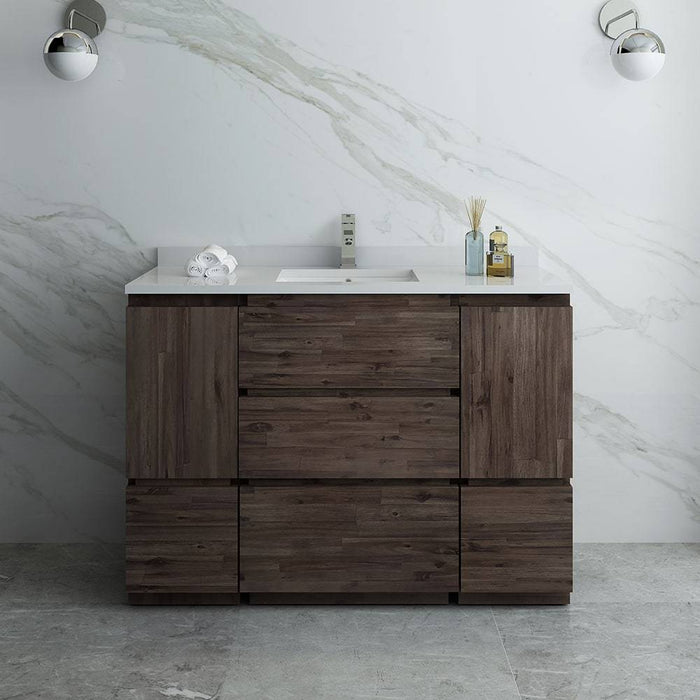 Fresca FCB31-122412ACA-FC-CWH-U Formosa 48" Floor Standing Modern Bathroom Cabinet with Top & Sink in Acacia