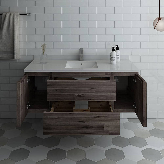 Fresca FCB31-123012ACA-CWH-U Formosa 54" Wall Hung Modern Bathroom Cabinet with Top & Sink in Acacia
