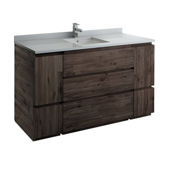 Fresca FCB31-123612ACA-FC-CWH-U Formosa 60" Floor Standing Single Sink Modern Bathroom Cabinet with Top & Sink