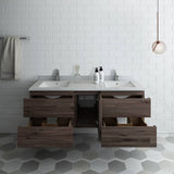 Fresca FCB31-241224ACA-CWH-U Formosa 60" Wall Hung Double Sink Modern Bathroom Cabinet with Top & Sinks