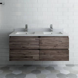 Fresca FCB31-2424ACA-CWH-U Formosa 48" Wall Hung Double Sink Modern Bathroom Cabinet with Top & Sinks