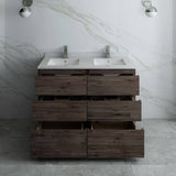 Fresca FCB31-2424ACA-FC-CWH-U Formosa 48" Floor Standing Double Sink Modern Bathroom Cabinet with Top & Sinks