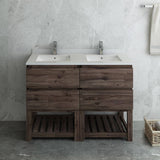 Fresca FCB31-2424ACA-FS-CWH-U Formosa 48" Floor Standing Open Bottom Double Sink Modern Bathroom Cabinet with Top & Sinks