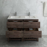 Fresca FCB31-2424ACA-FS-CWH-U Formosa 48" Floor Standing Open Bottom Double Sink Modern Bathroom Cabinet with Top & Sinks
