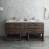 Fresca FCB31-301230ACA-FS-CWH-U Formosa 72" Floor Standing Open Bottom Double Sink Modern Bathroom Cabinet with Top & Sinks
