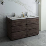 Fresca FCB31-3030ACA-FC-CWH-U Formosa 60" Floor Standing Double Sink Modern Bathroom Cabinet with Top & Sinks