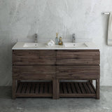 Fresca FCB31-3030ACA-FS-CWH-U Formosa 60" Floor Standing Open Bottom Double Sink Modern Bathroom Cabinet with Top & Sinks