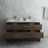 Fresca FCB31-3030ACA-FS-CWH-U Formosa 60" Floor Standing Open Bottom Double Sink Modern Bathroom Cabinet with Top & Sinks