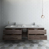 Fresca FCB31-361236ACA-CWH-U Formosa 84" Wall Hung Double Sink Modern Bathroom Cabinet with Top & Sinks
